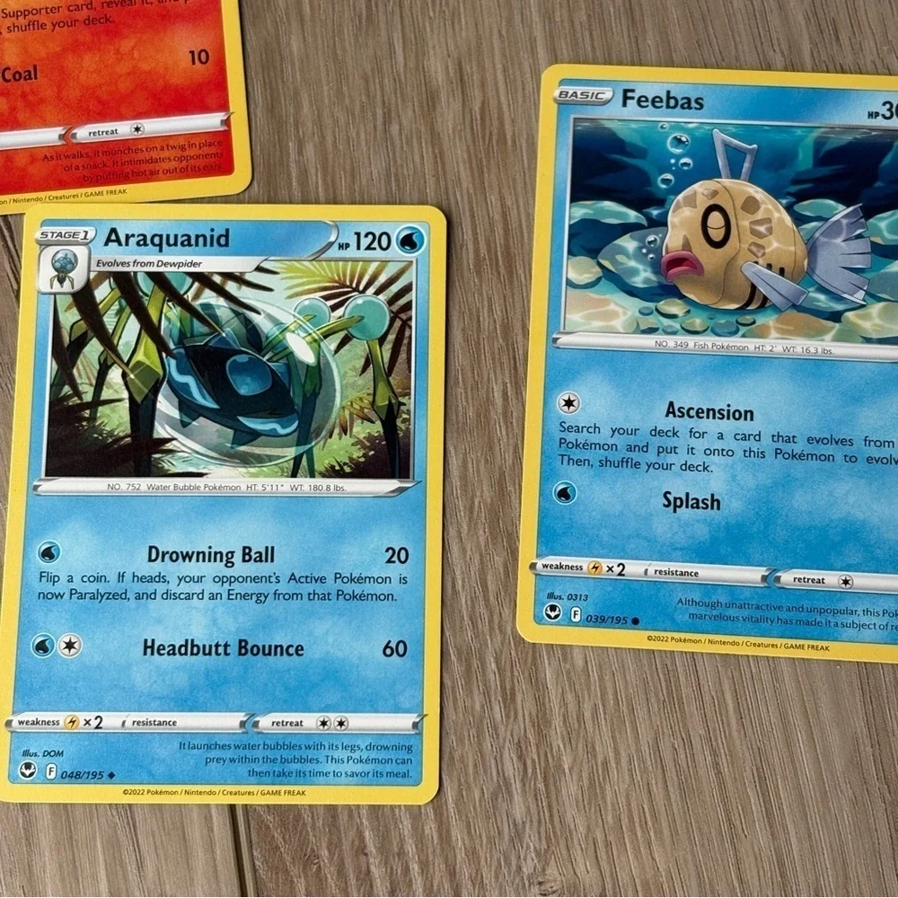 Pokemon Set of 10 Cards LOT Araquanid Feebas Snorunt Fennekin Klink Metang